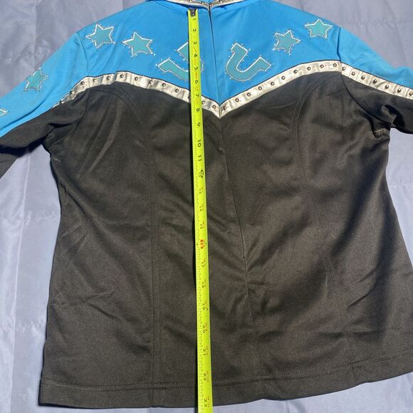 Valencia OOAK Equestrian Show Shirt Womens XL Rodeo Horseshoe Bling Cosplay - Picture 11 of 11